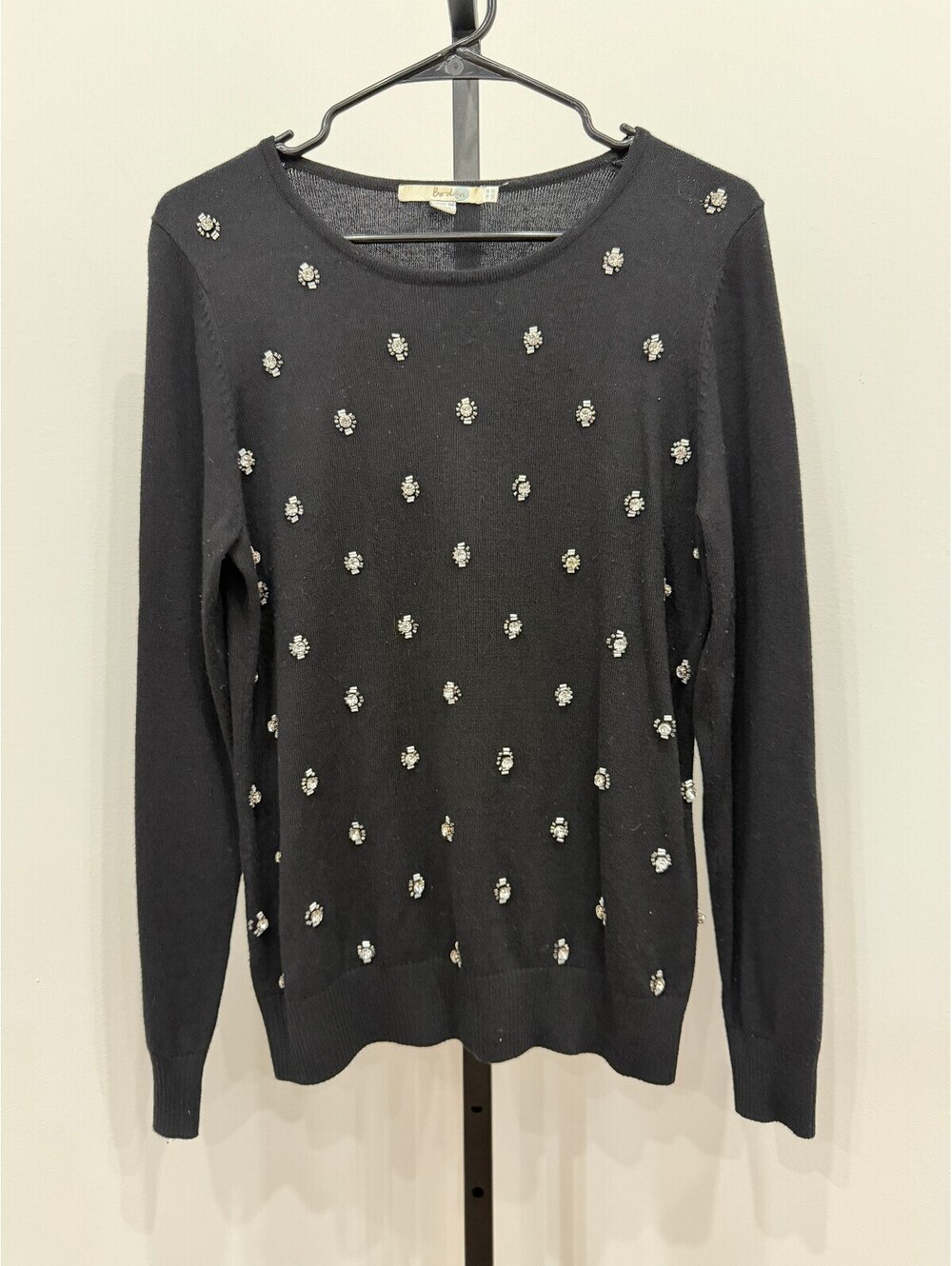 Boden Women's Black Embellished Crew Neck Sweater Size UK 14 US 10
